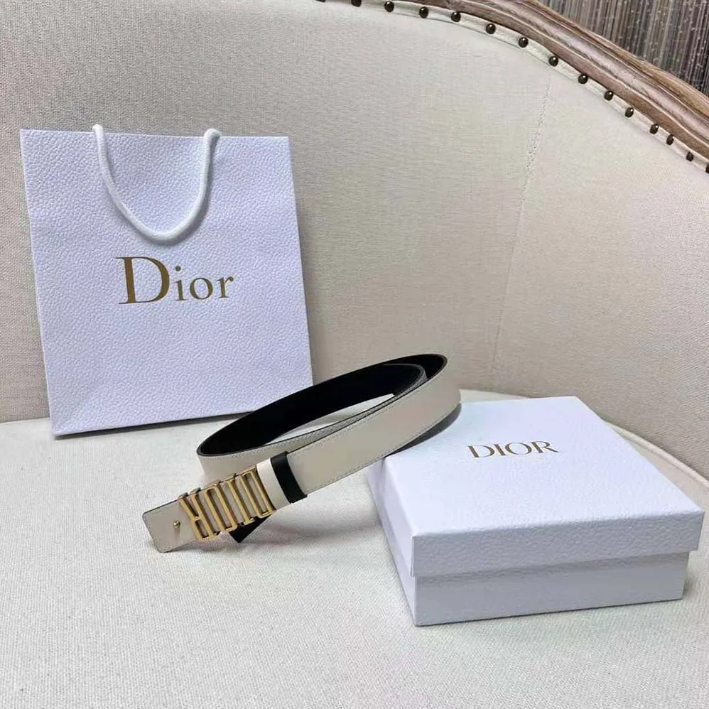 Dior D-Fence Reversible Belt Cognac-Color and Black Smooth Calfskin 30 MM for Women