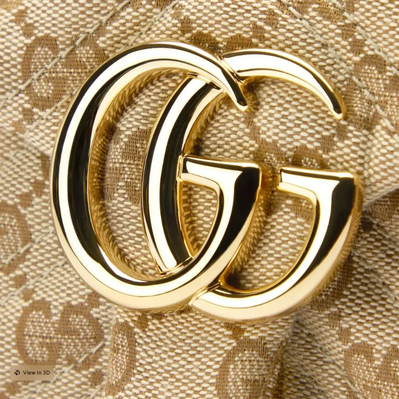 Gucci Marmont Mini Shoulder Bag in Sand Canvas Gold Hardware
