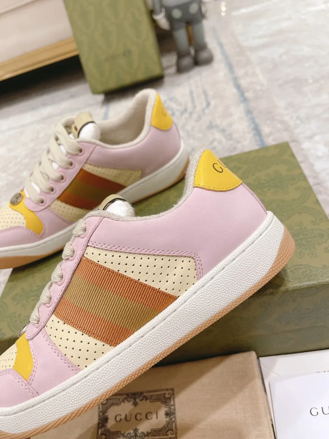 Gucci Lovelight Screener Sneaker Pale Pink GG Shoes