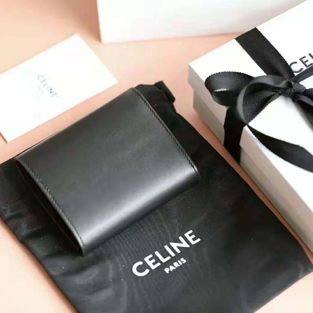Celine Small Flap Wallet in Shiny Smooth Lambskin for Women in Black Celine Small Flap Wallet in Shiny Smooth Lambskin for Women in Black