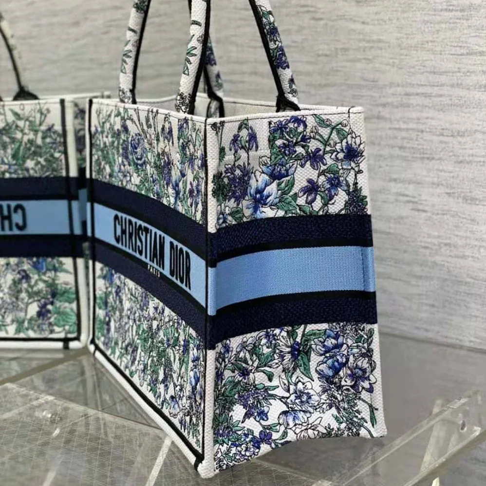 Dior Medium Dior Book Tote White Multicolor Flowers Constellation Embroidery for Women