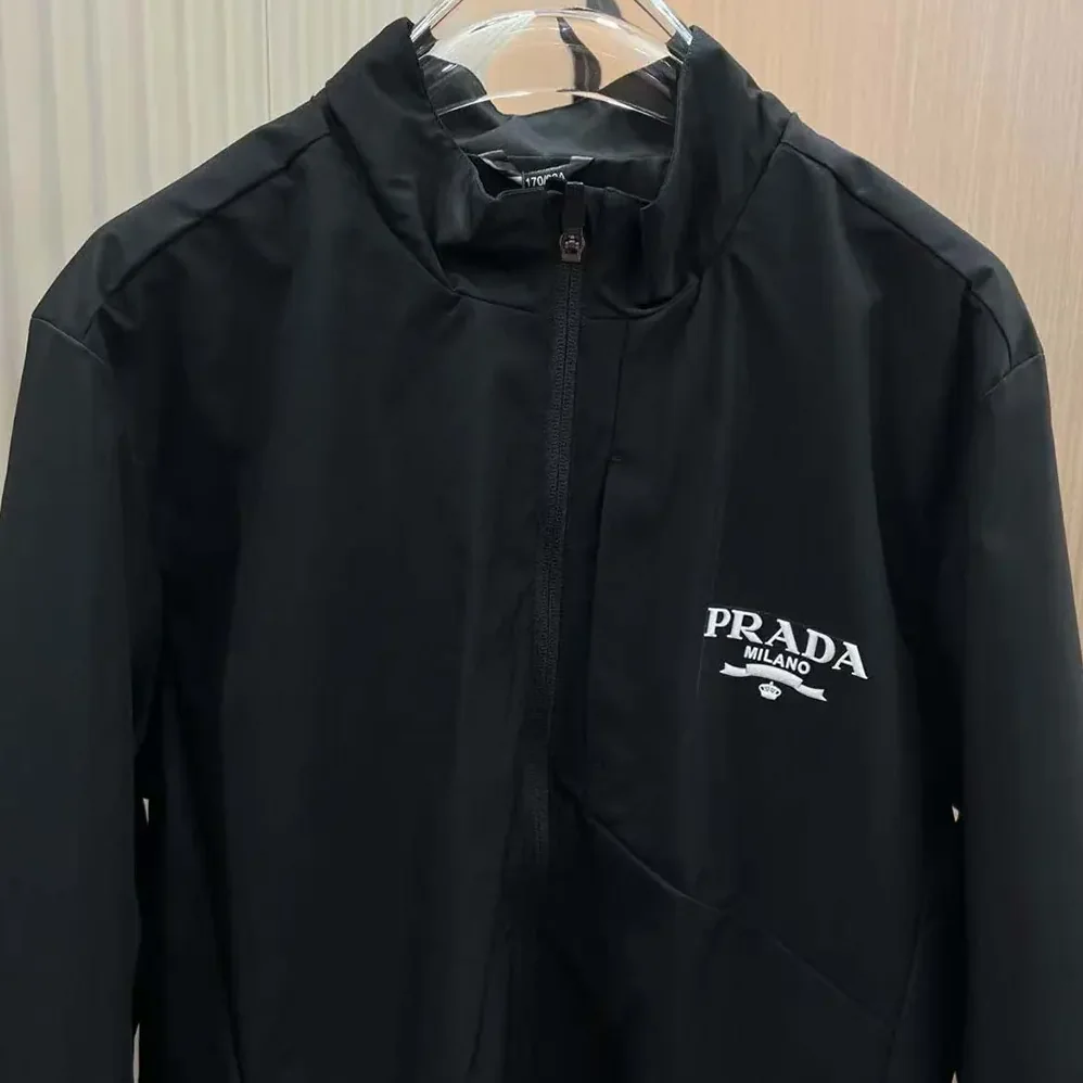 Prada Re-Nylon Blouson Jacket with Triangle Logo for Women in Black