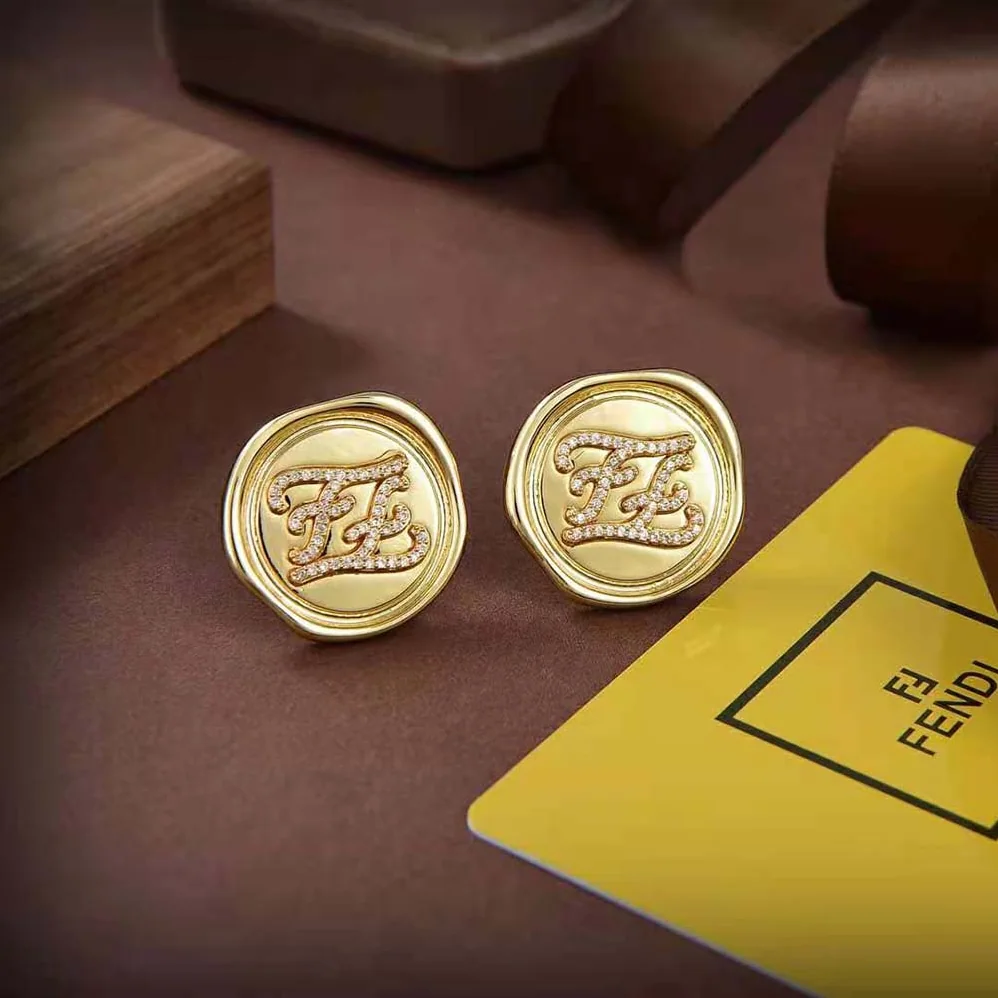 Fendi Karligraphy Gold for Women in colored Earrings