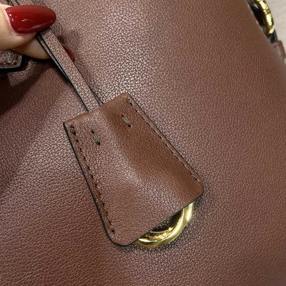 Prada Large Leather Tote Bag for Women in Dark Brown