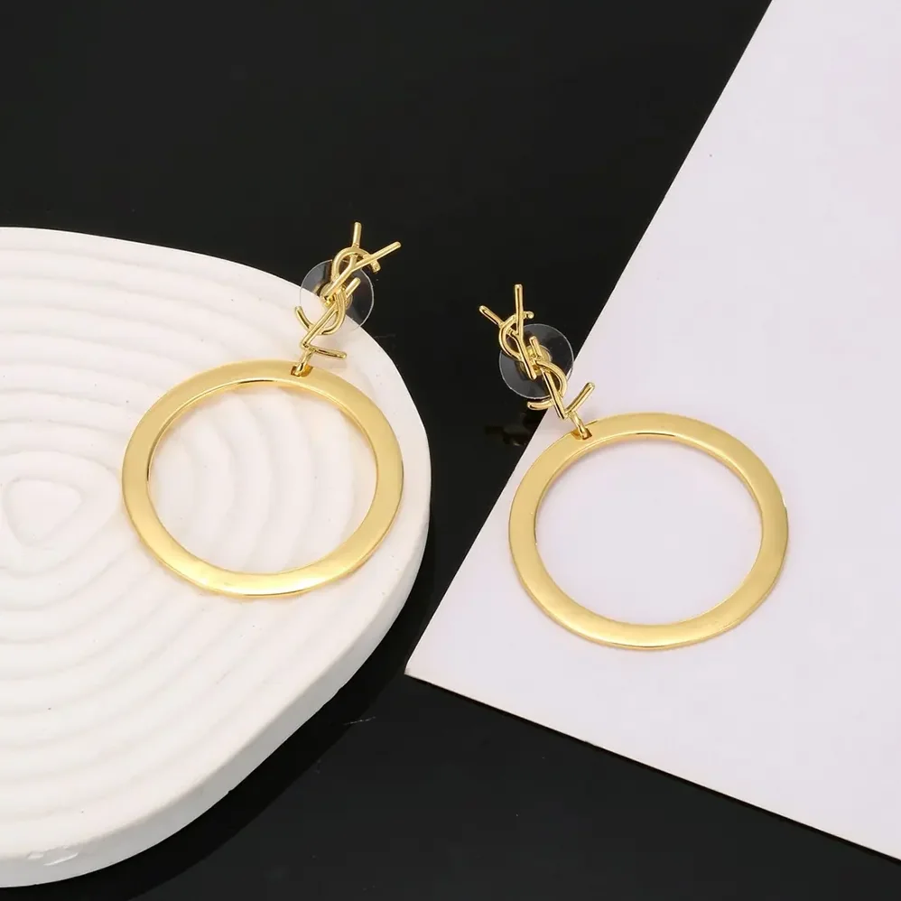 Saint Laurent YSL Cassandre Pendant Hoop Earrings in Metal for Women Saint Laurent YSL Cassandre Pendant Hoop Earrings in Metal for Women