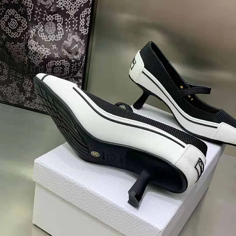 Dior D-Motion Pump Black Technical Fabric and White Rubber for Women Dior D-Motion Pump Black Technical Fabric and White Rubber for Women