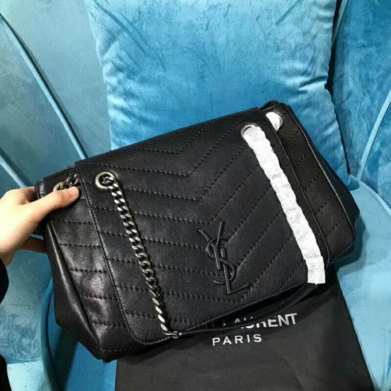 Saint Laurent YSL Medium Nolita Bag Vintage Leather for Women in Black Saint Laurent YSL Medium Nolita Bag Vintage Leather for Women in Black
