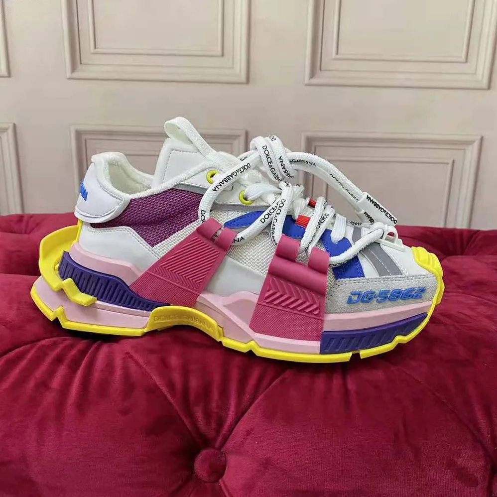 Dolce Gabbana D&G Mixed-Material Space Sneakers for Women in Purple Dolce Gabbana D&G Mixed-Material Space Sneakers for Women in Purple