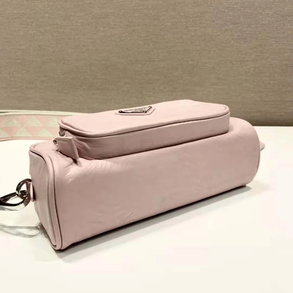 Prada Nappa Antique Leather Multi-Pocket Shoulder Bag for Women in Pink