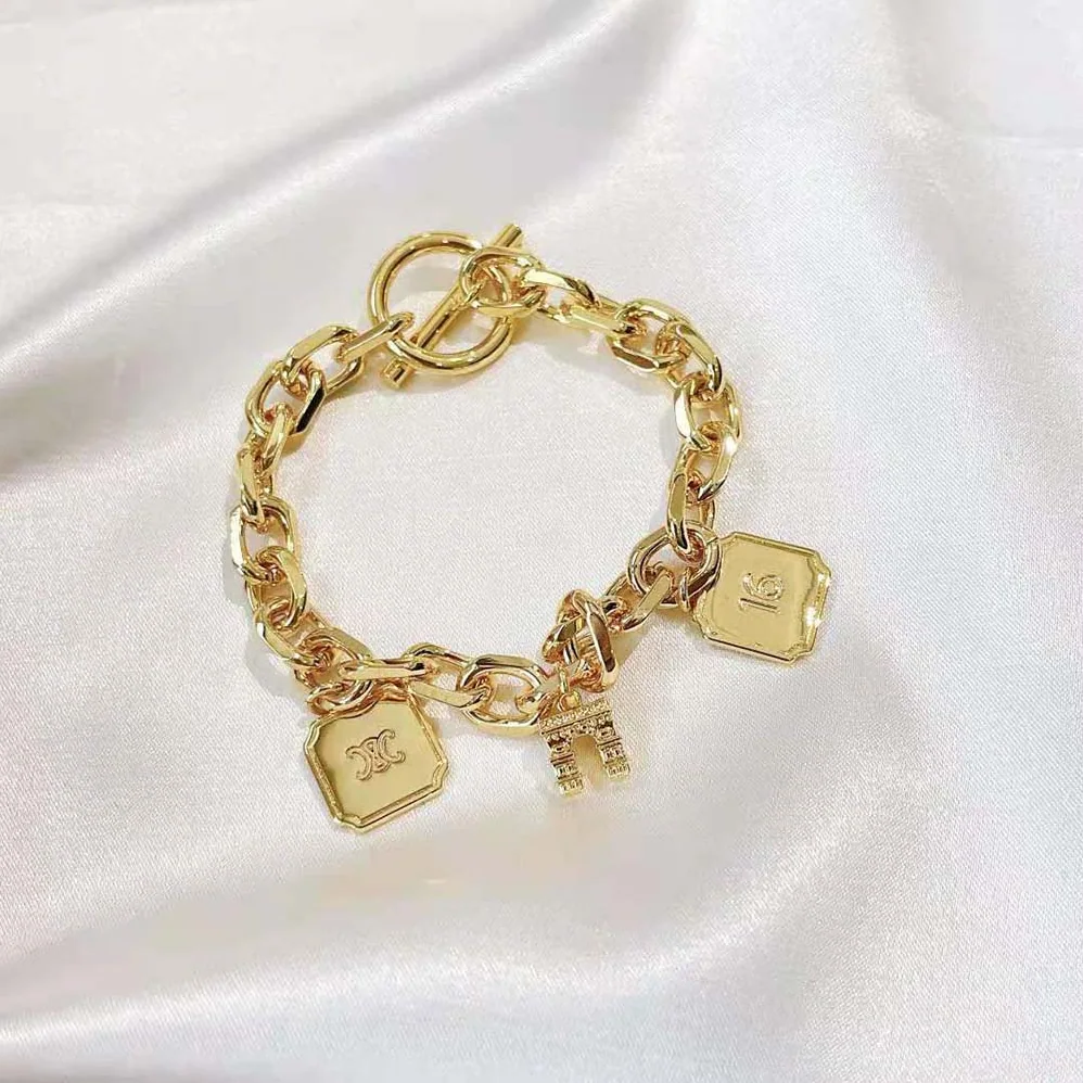 Celine Maillon Triomphe Charms Bracelet in Brass with Gold Finish for Women Celine Maillon Triomphe Charms Bracelet in Brass with Gold Finish for Women
