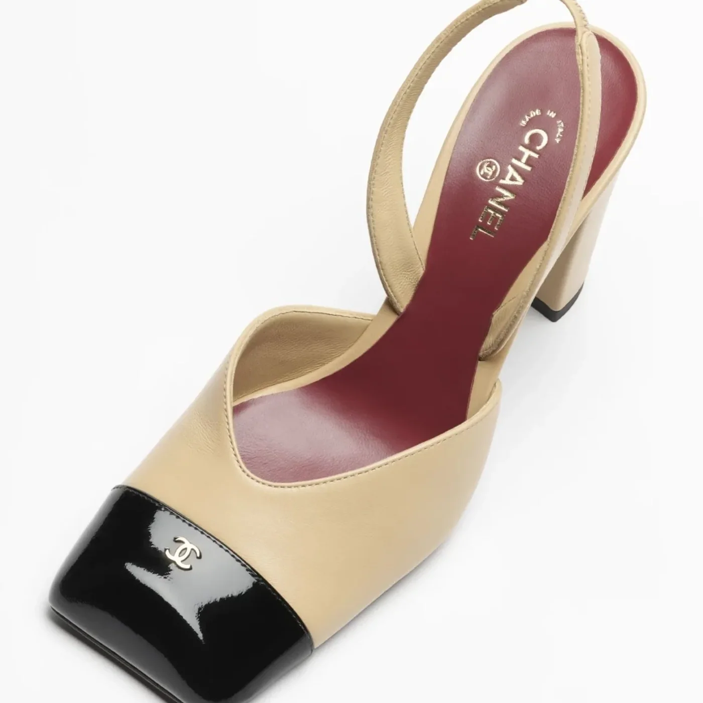 Chanel Slingbacks Beige/ Black --U9753