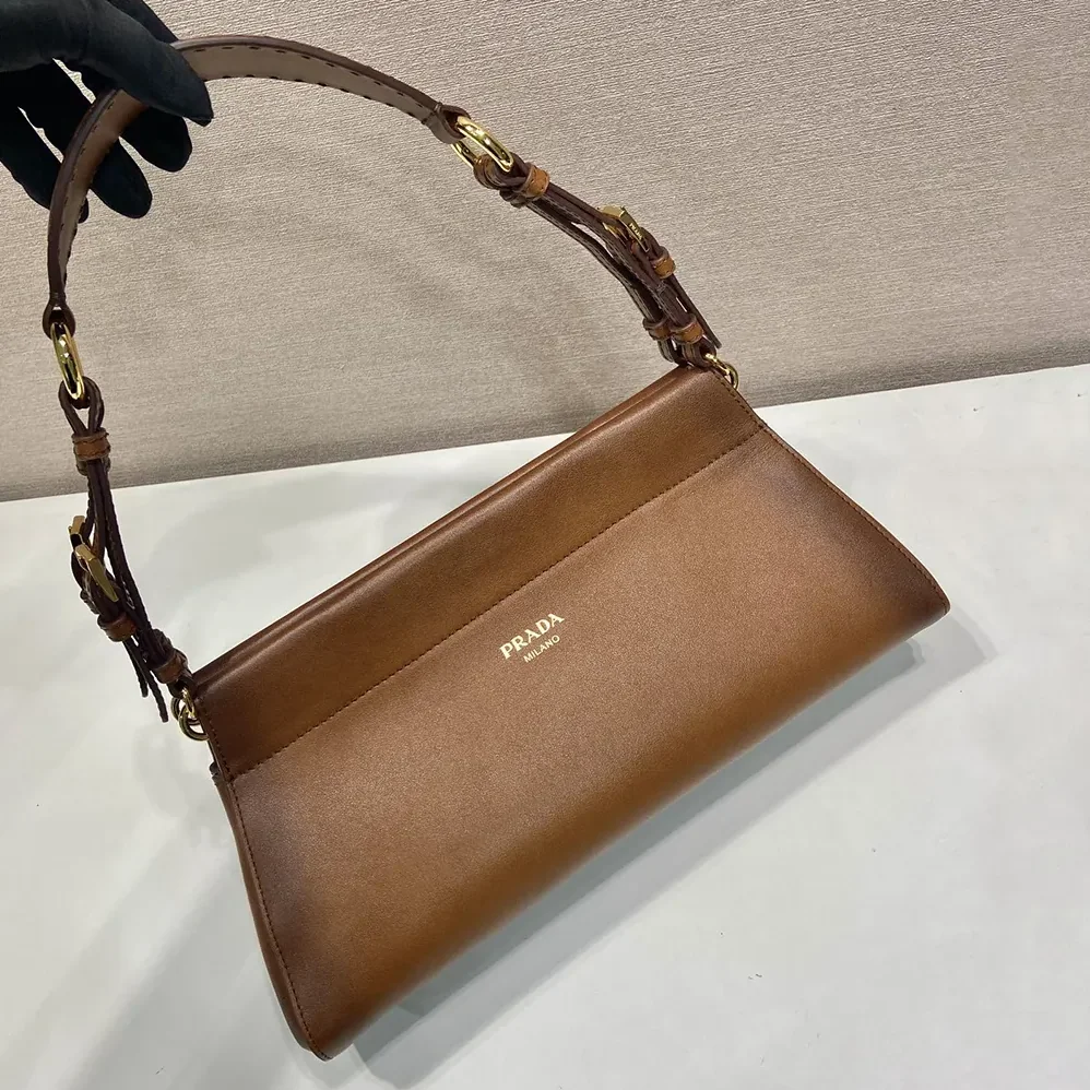 Prada Enchaîné Medium Leather Bag for Women in Brown