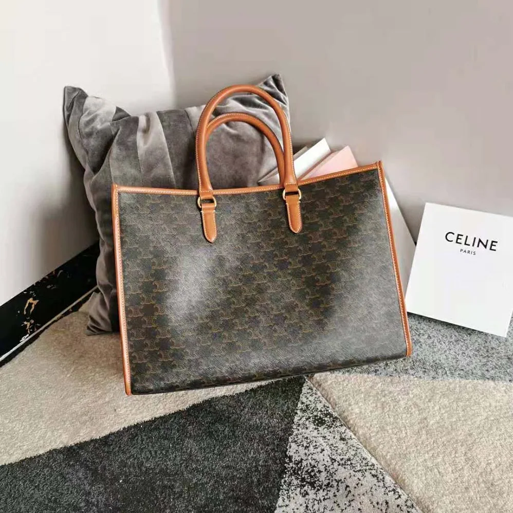 Celine Horizontal Cabas in Triomphe Canvas and Calfskin for Women