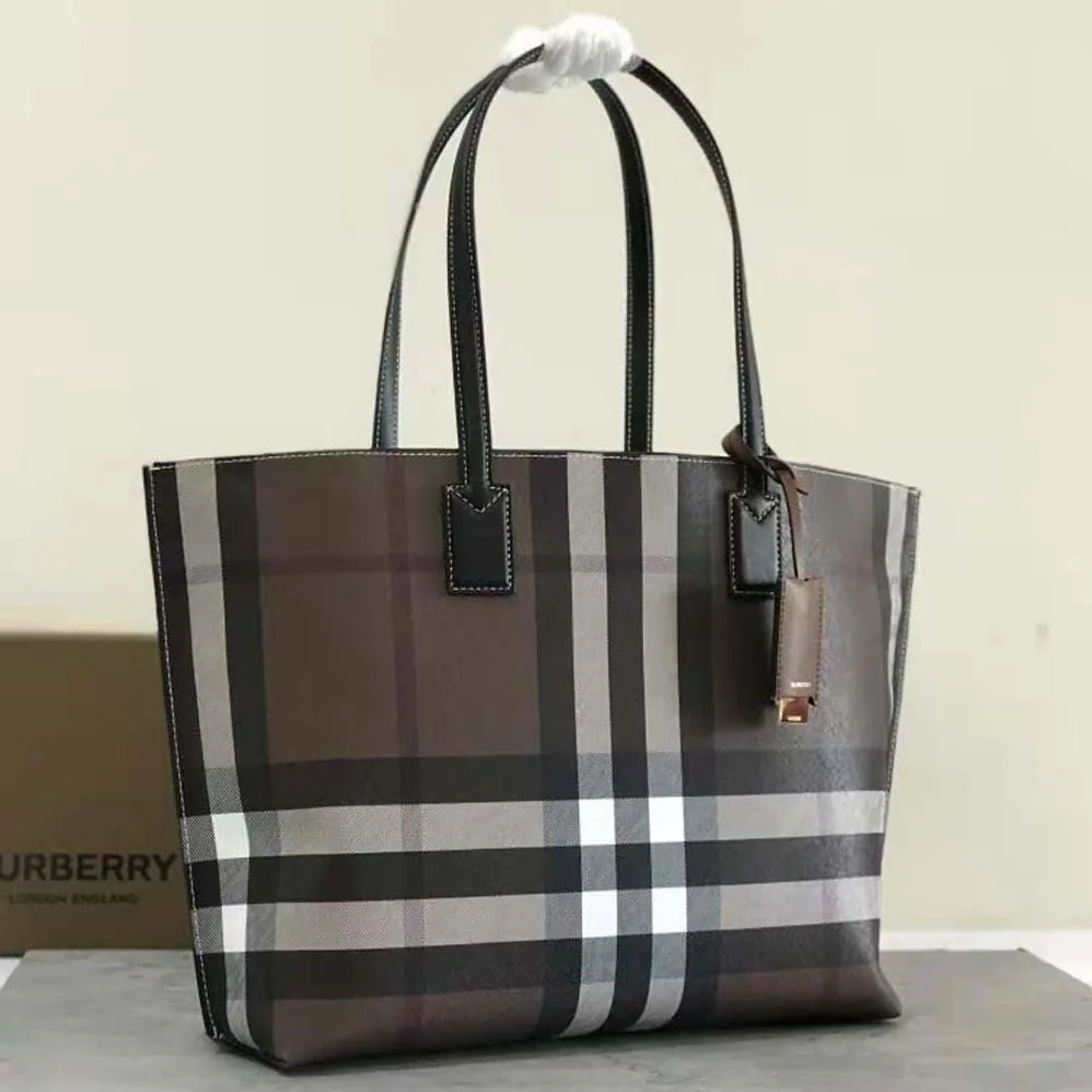 Burberry Check Tote in Calf Leather for Women