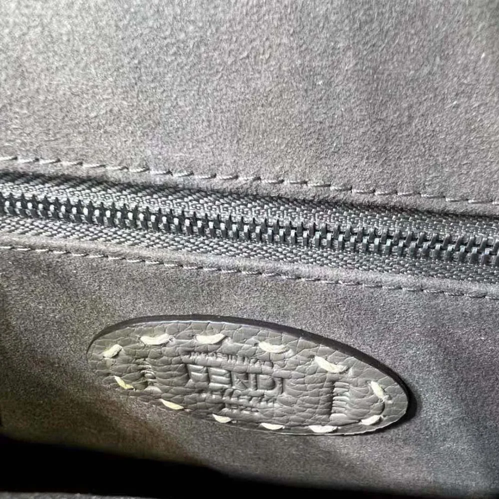 Fendi Peekaboo Iconic Mini Full Grain Leather Bag for Women in Silver