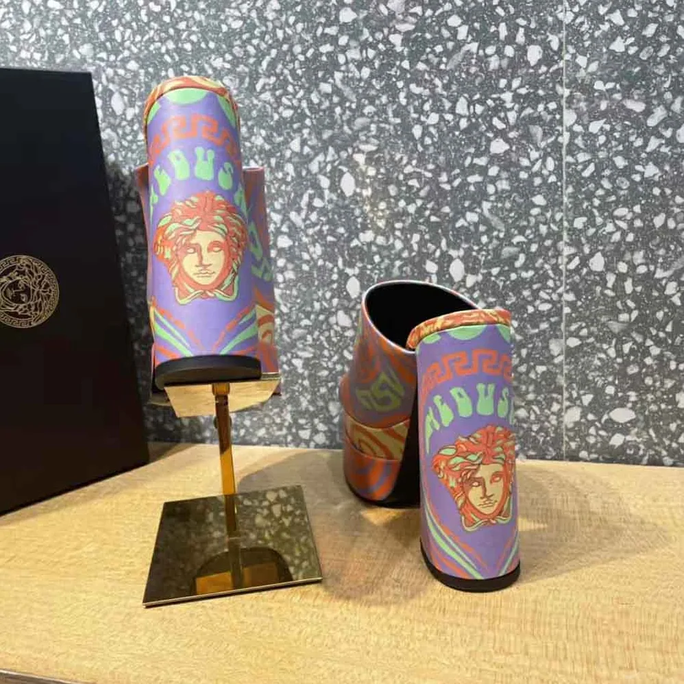 Versace Medusa Music Platform Mules for Women in Purple Versace Medusa Music Platform Mules for Women in Purple