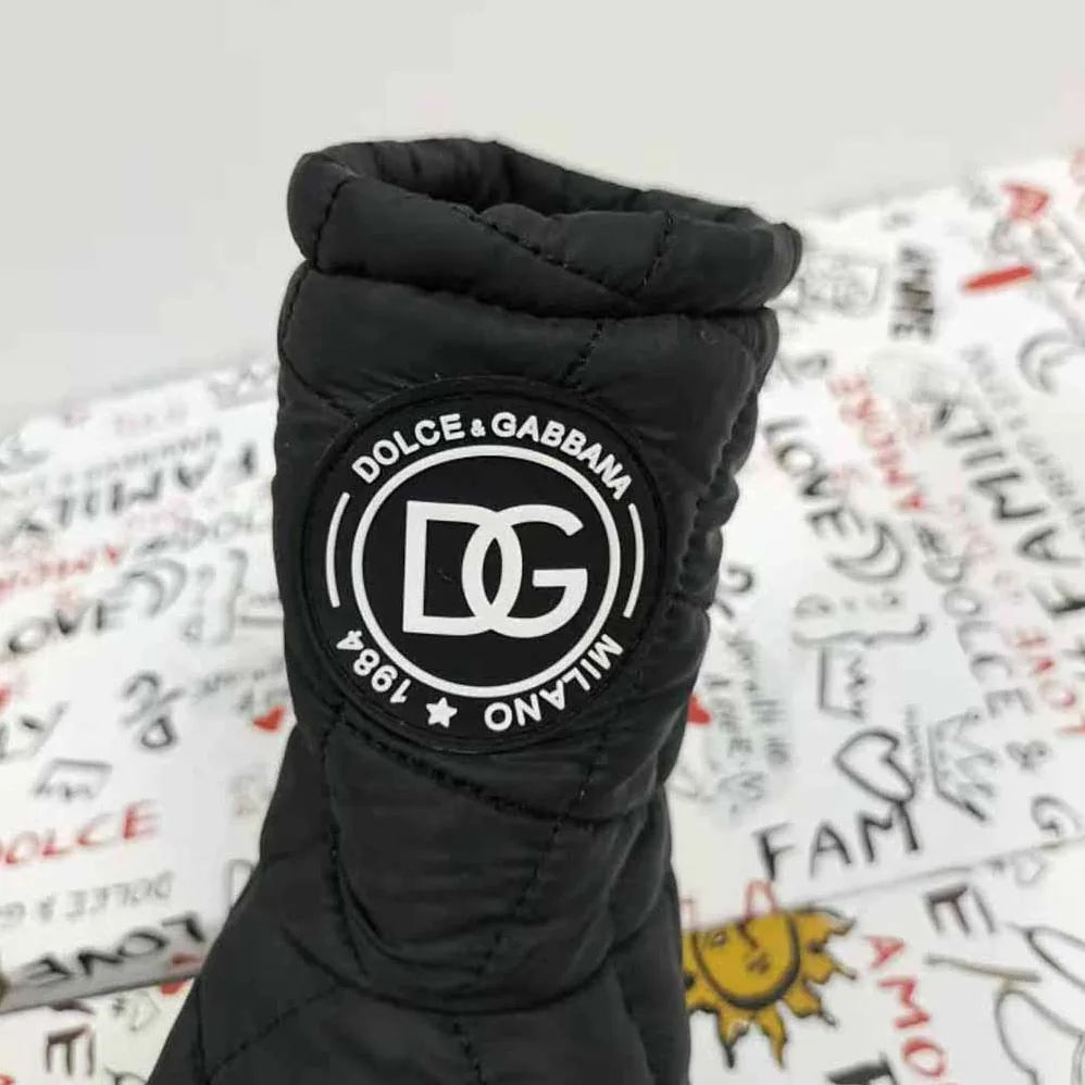 Dolce Gabbana D&G Nylon Ankle Boots with DG Logo for Women in Black