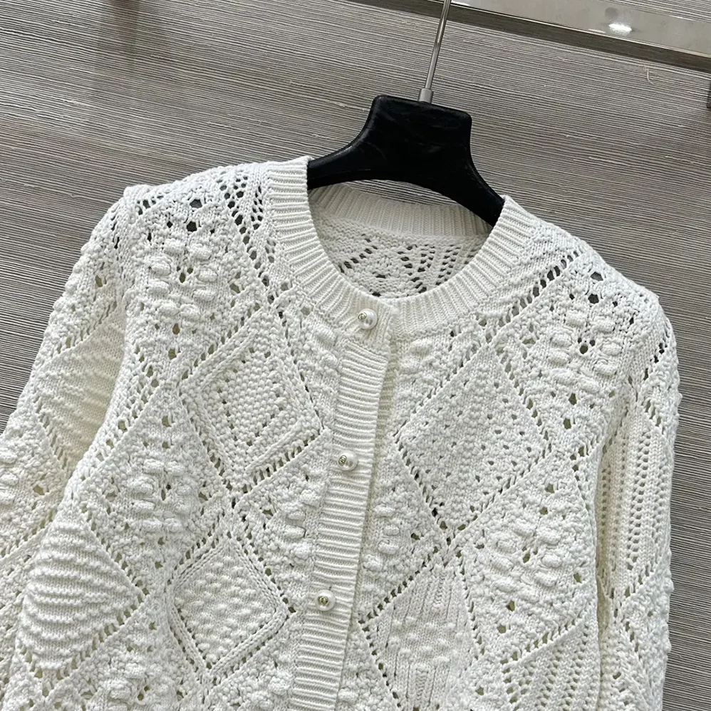 Dior Twinset White Openwork Cotton Knit for Women