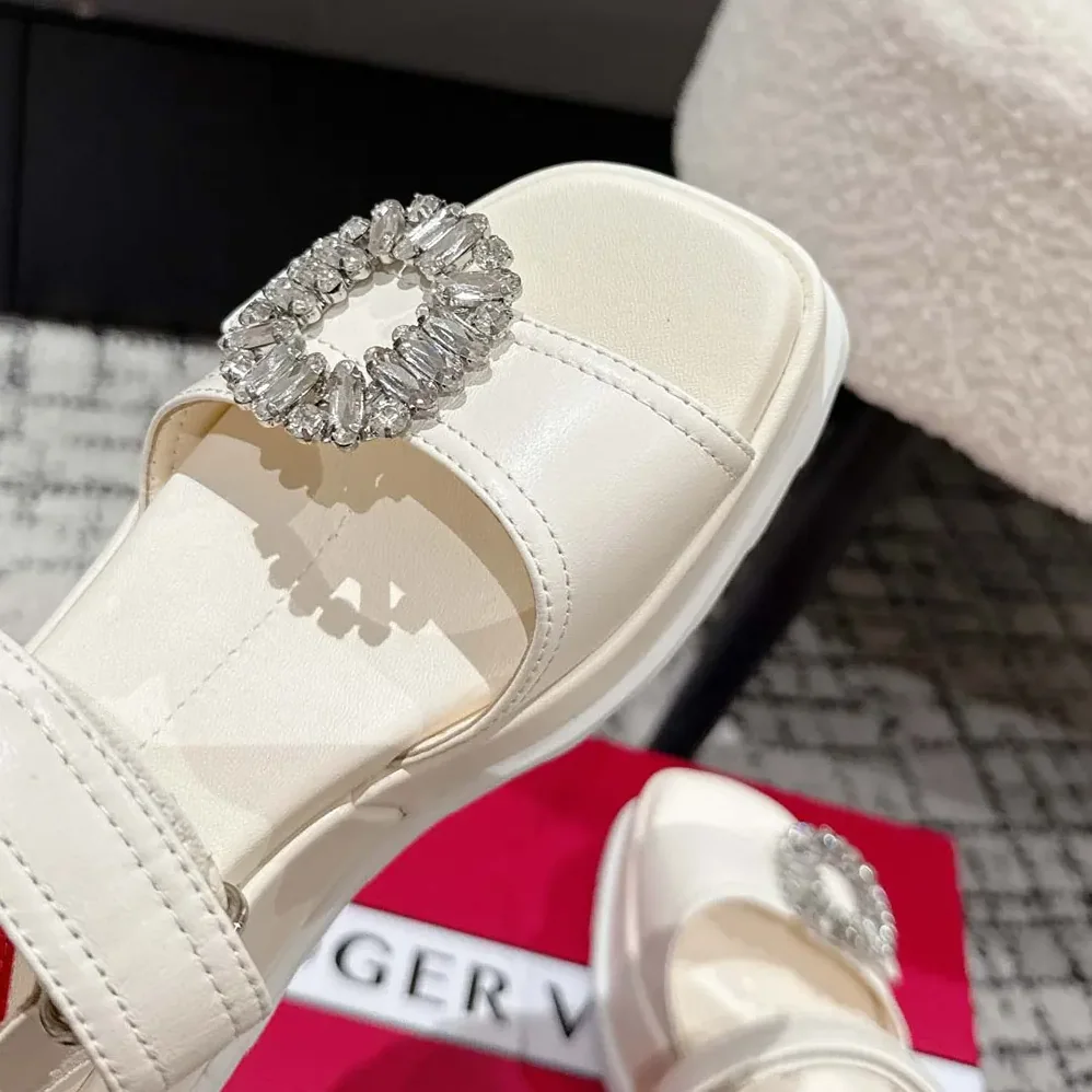 Roger Vivier Slidy Viv' Wedge Sandals in Leather for Women in White