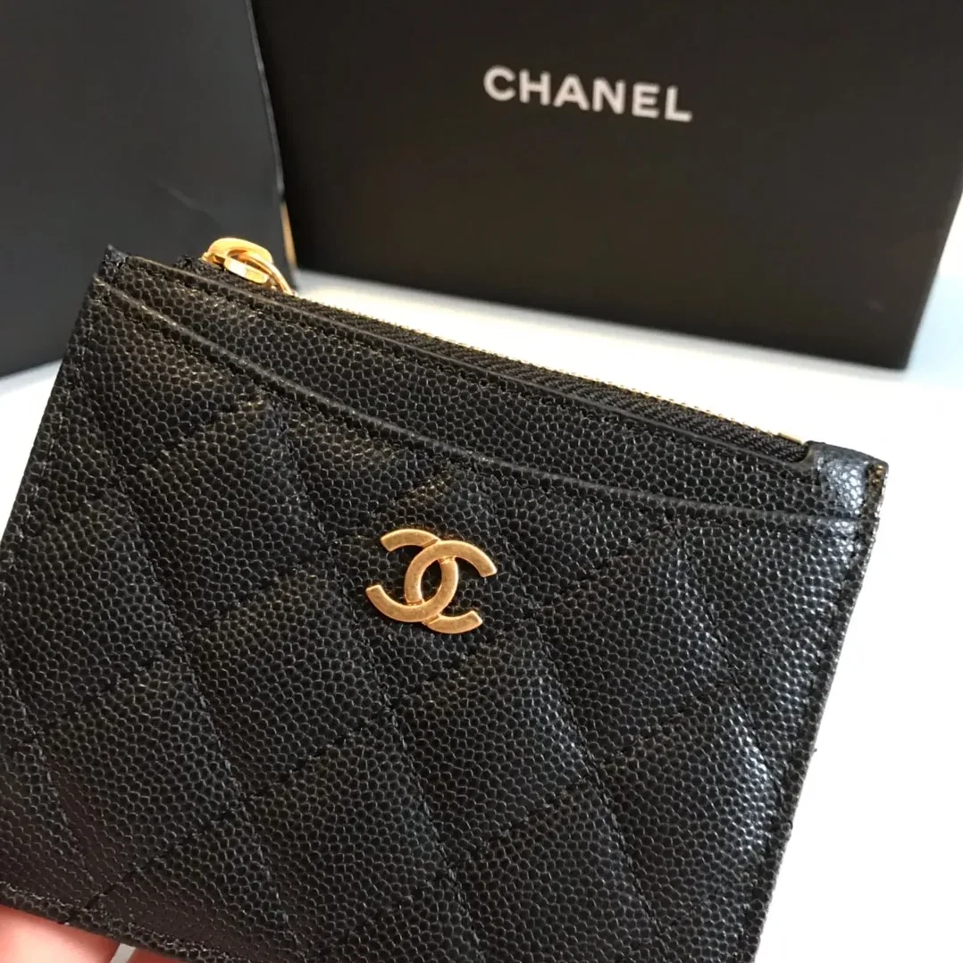 Chanel Flat Card Holder Black Bag /