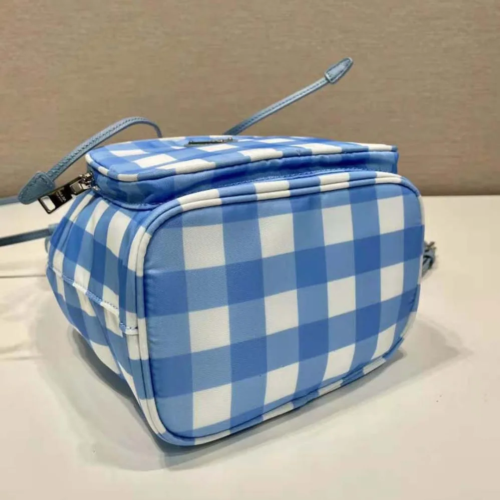 Prada Duet Printed Re-Nylon Bag for Women in Blue