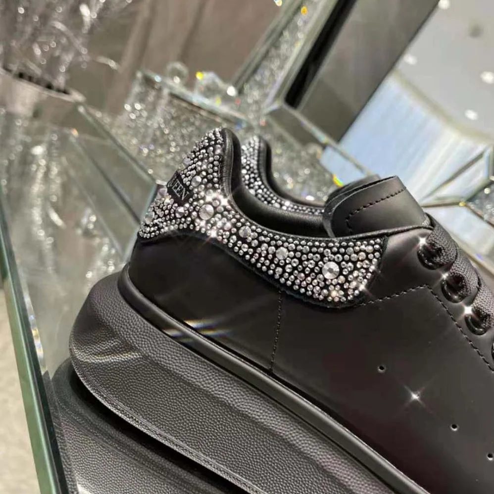 Alexander Mcqueen Oversized Sneaker Black Smooth Calf Leather for Women