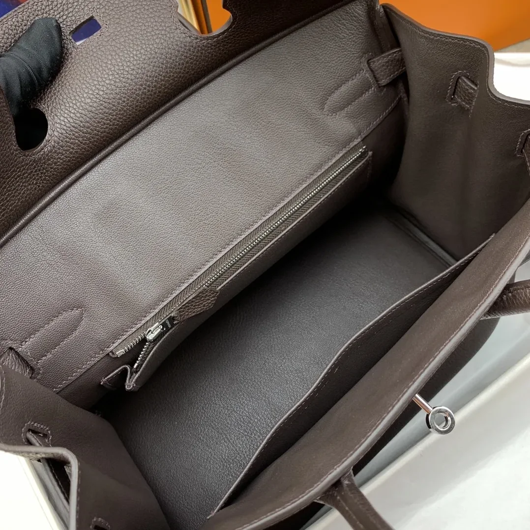 Hermes Birkin 30 Top Handle Bag / Togo Dark Grey Silver Hardware Hermes Birkin 30 Top Handle Bag / Togo Dark Grey Silver Hardware