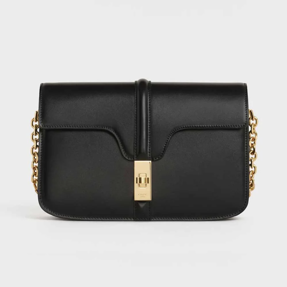 Celine Chain Bag 16 in Satinated Calfskin for Women in Black Celine Chain Bag 16 in Satinated Calfskin for Women in Black