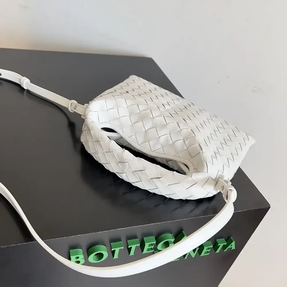 Bottega Veneta Mini Hop in Calf Leather for Women in White