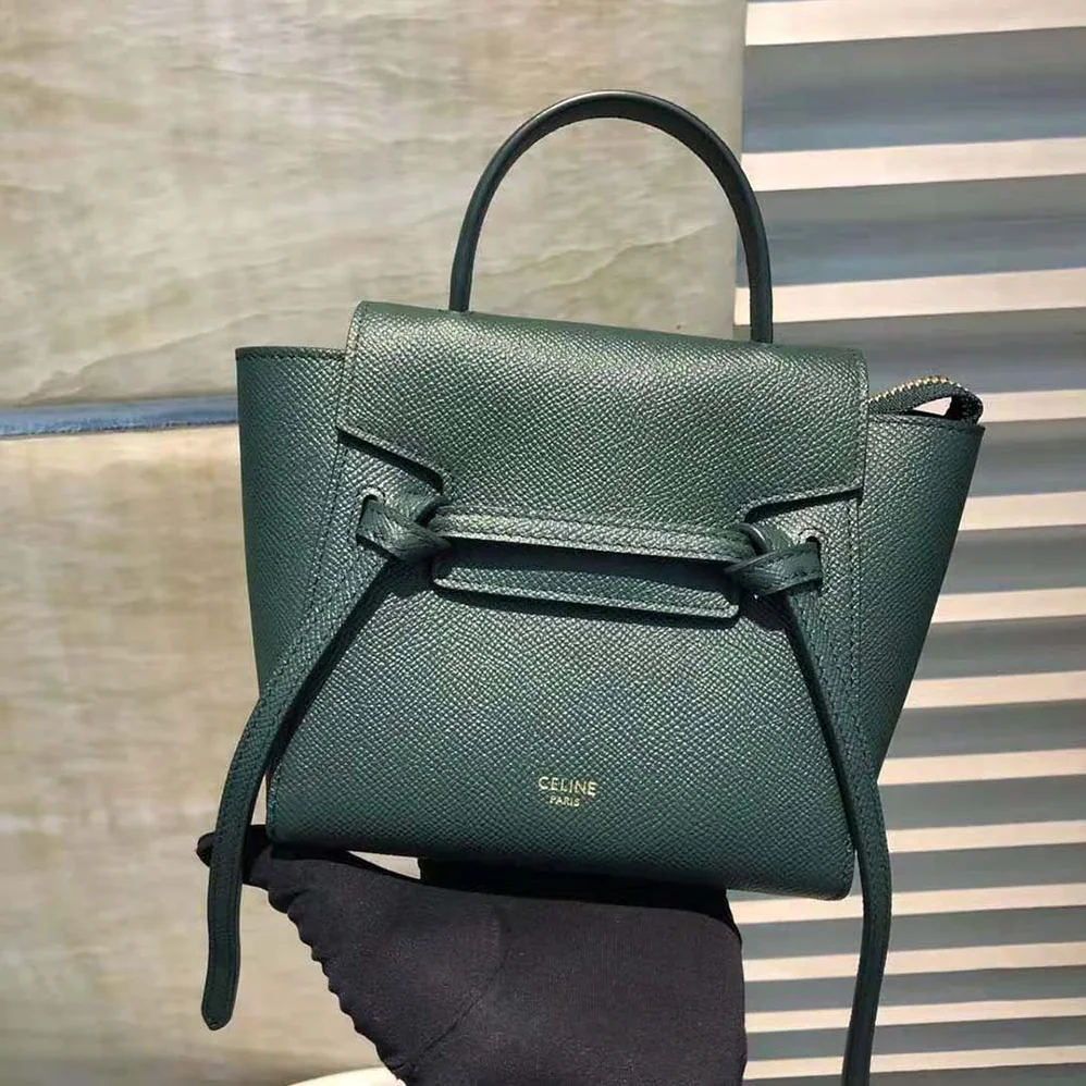Celine Pico Belt Bag in Grained Calfskin for Women in Green