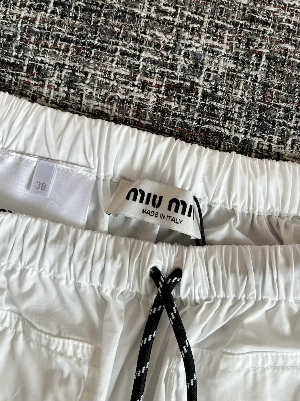 Miu Miu Technical Poplin Utility Mini Skirt White
