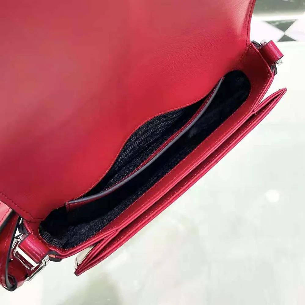 Prada Brushed Leather Shoulder Bag for Women in Red Prada Brushed Leather Shoulder Bag for Women in Red
