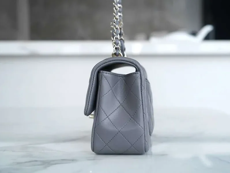 Chanel Rectangular Flap Bag Mini Crossbody in Grey Chanel Rectangular Flap Bag Mini Crossbody in Grey