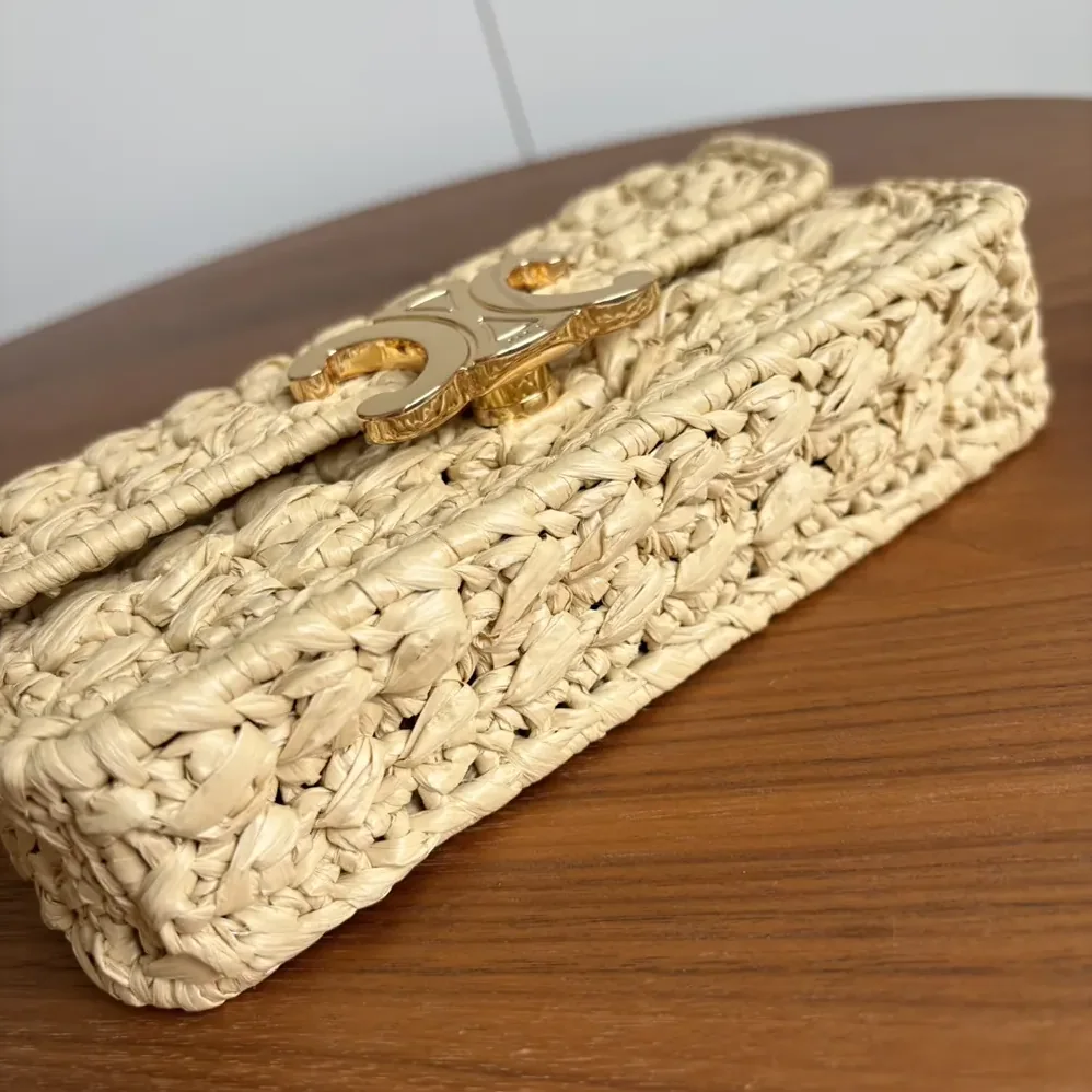 Celine Chain Shoulder Bag Claude in Raffia Effect Textile for Women Celine Chain Shoulder Bag Claude in Raffia Effect Textile for Women