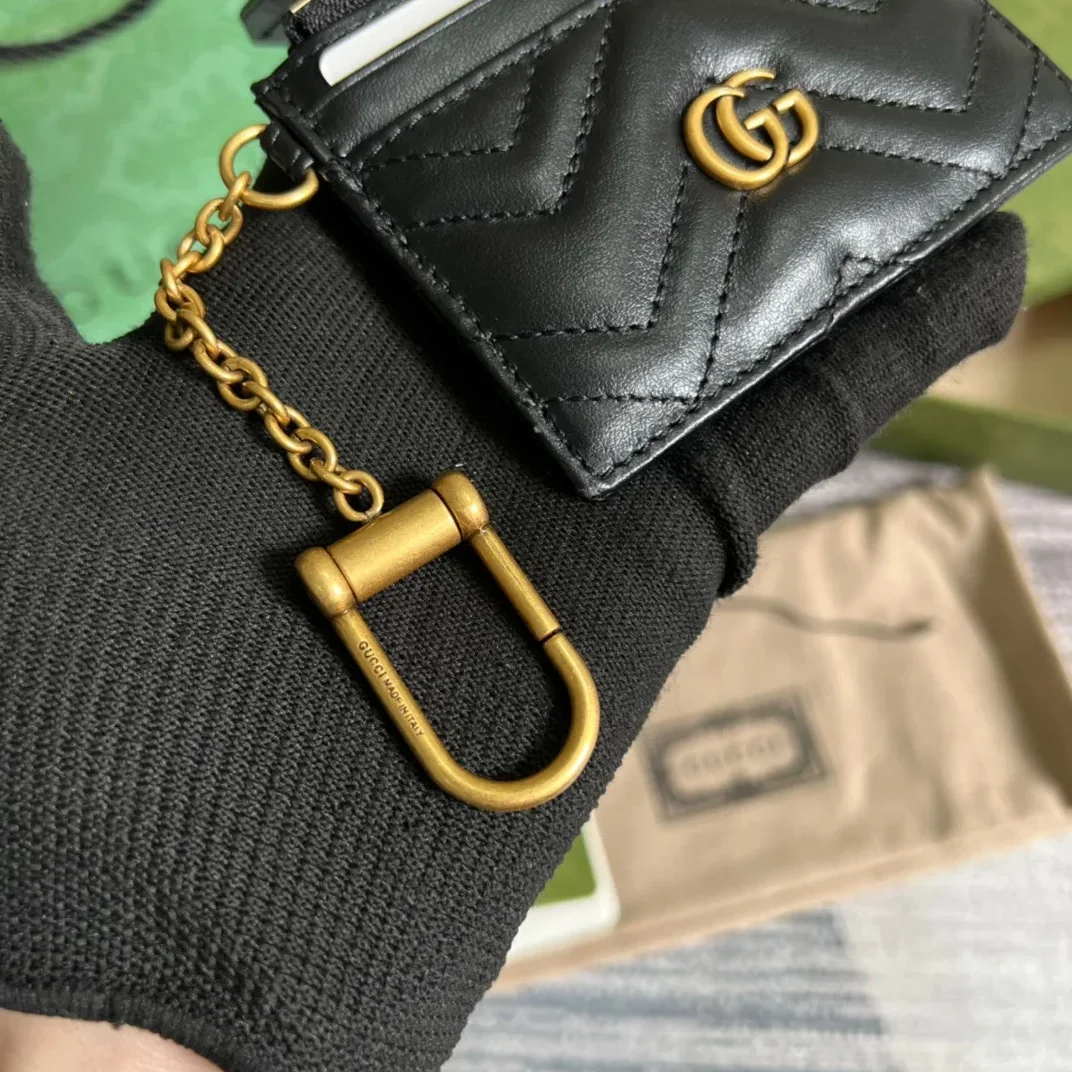 Gucci GG Marmont Keychain Wallet Black DTDHT 1000 /
