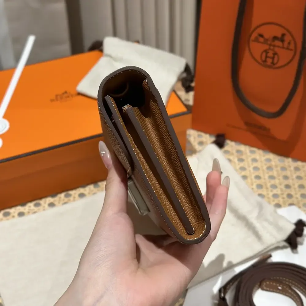 Hermes Constance Long To Go in Epsom Leather for Women in Brown/Silver