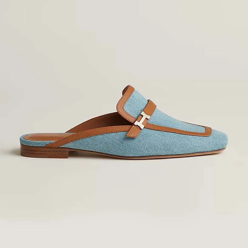 Hermes in H Canvas and Calfskin for Women in Blue Hermes in H Canvas and Calfskin for Women in Blue