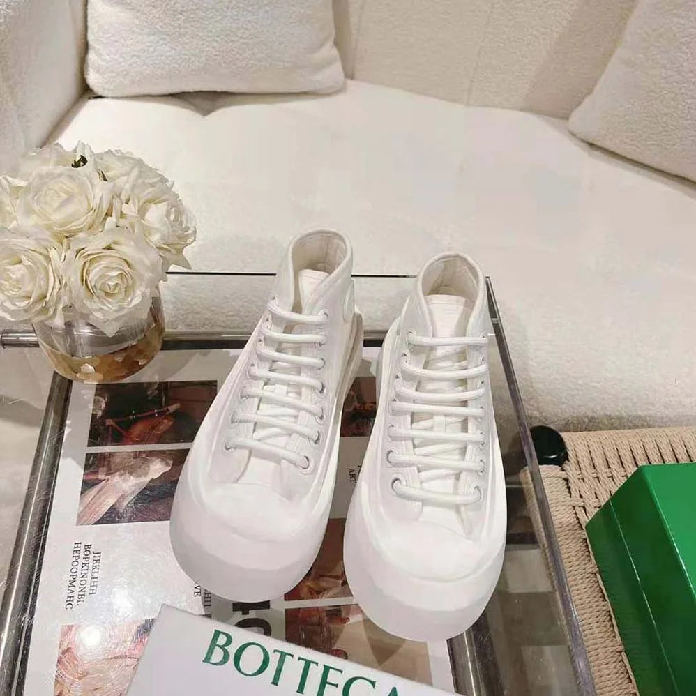 Bottega Veneta Jumbo Sneaker Nylon High Top Lace-up Sneakers for Unisex in White Bottega Veneta Jumbo Sneaker Nylon High Top Lace-up Sneakers for Unisex in White