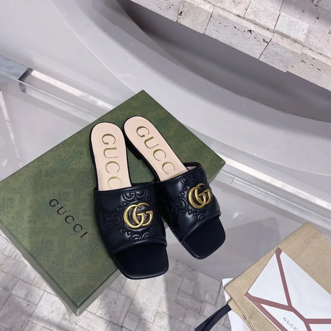 Gucci Slide Sandal With Double G Black for Women