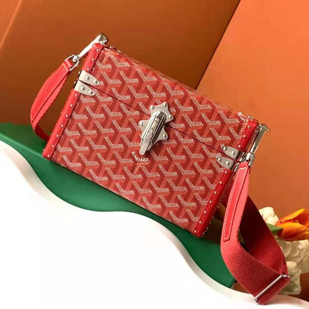Goyard Cassette Trunk Bag in Goyardine Canvas & Clamecy Cowhide for Women in Red