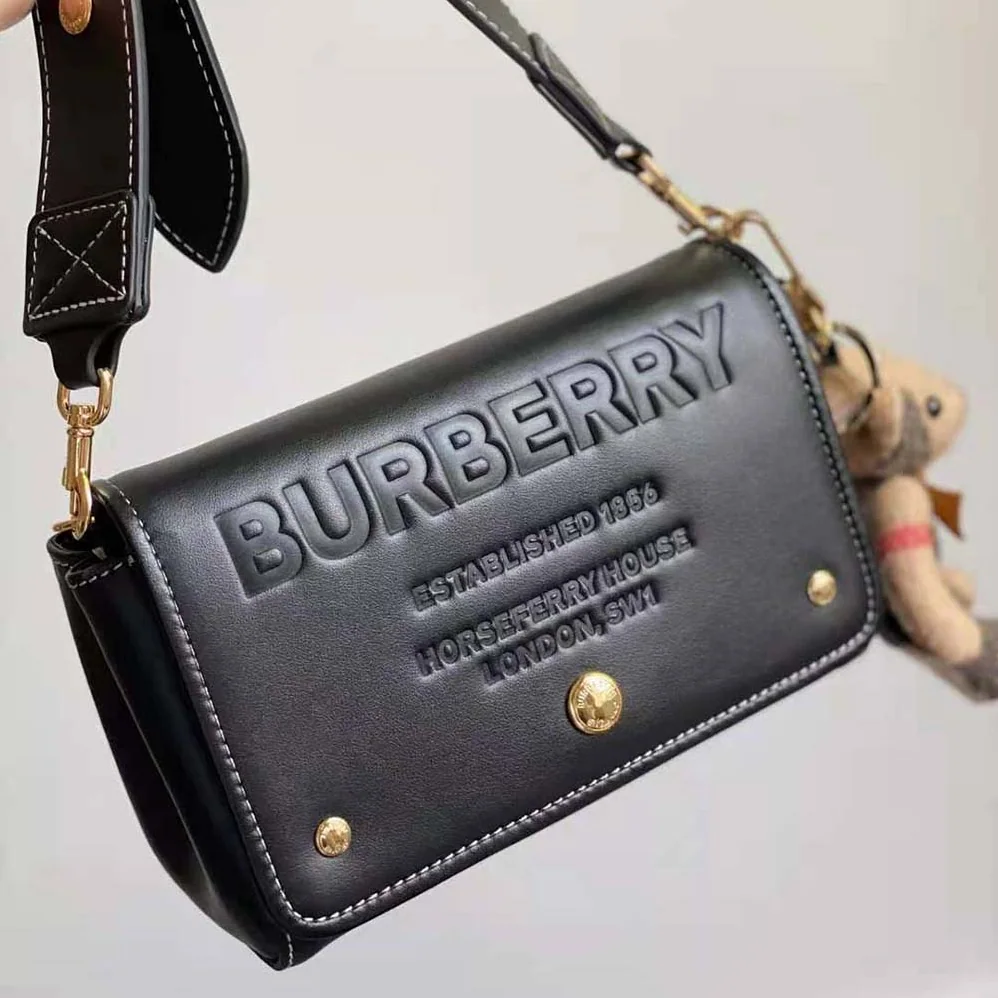 Burberry Small Horseferry Leather Crossbody Bag for Women in Black