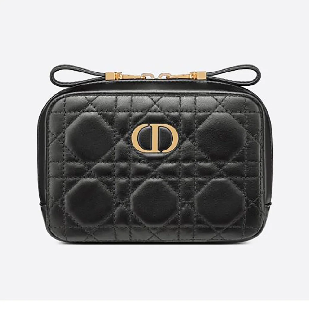 Dior Small Dior Caro Zipped Pouch Black Cannage Lambskin for Women Dior Small Dior Caro Zipped Pouch Black Cannage Lambskin for Women