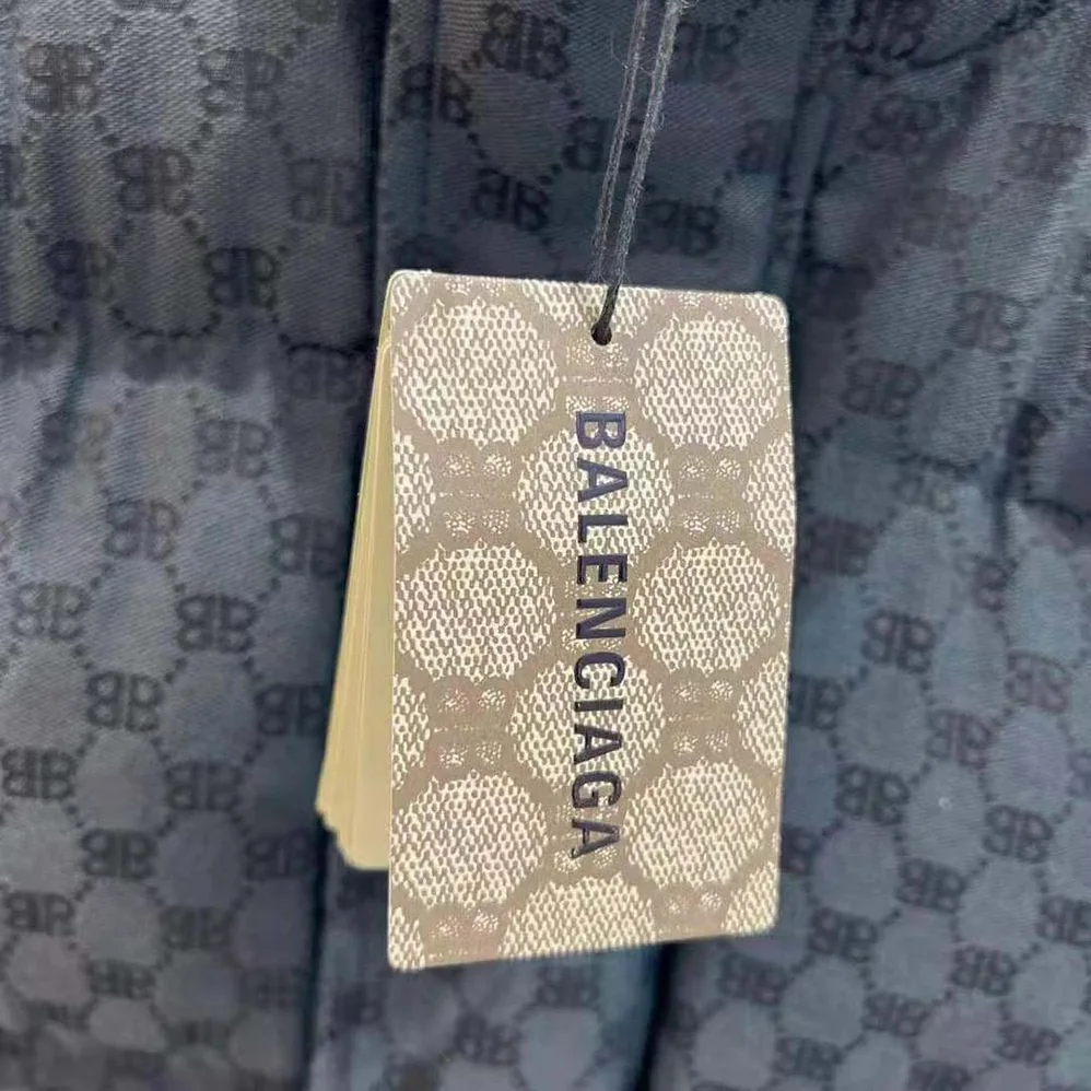Balenciaga Hacker BB Puffer in Black and Dark Grey Canvas Jacquard for Men