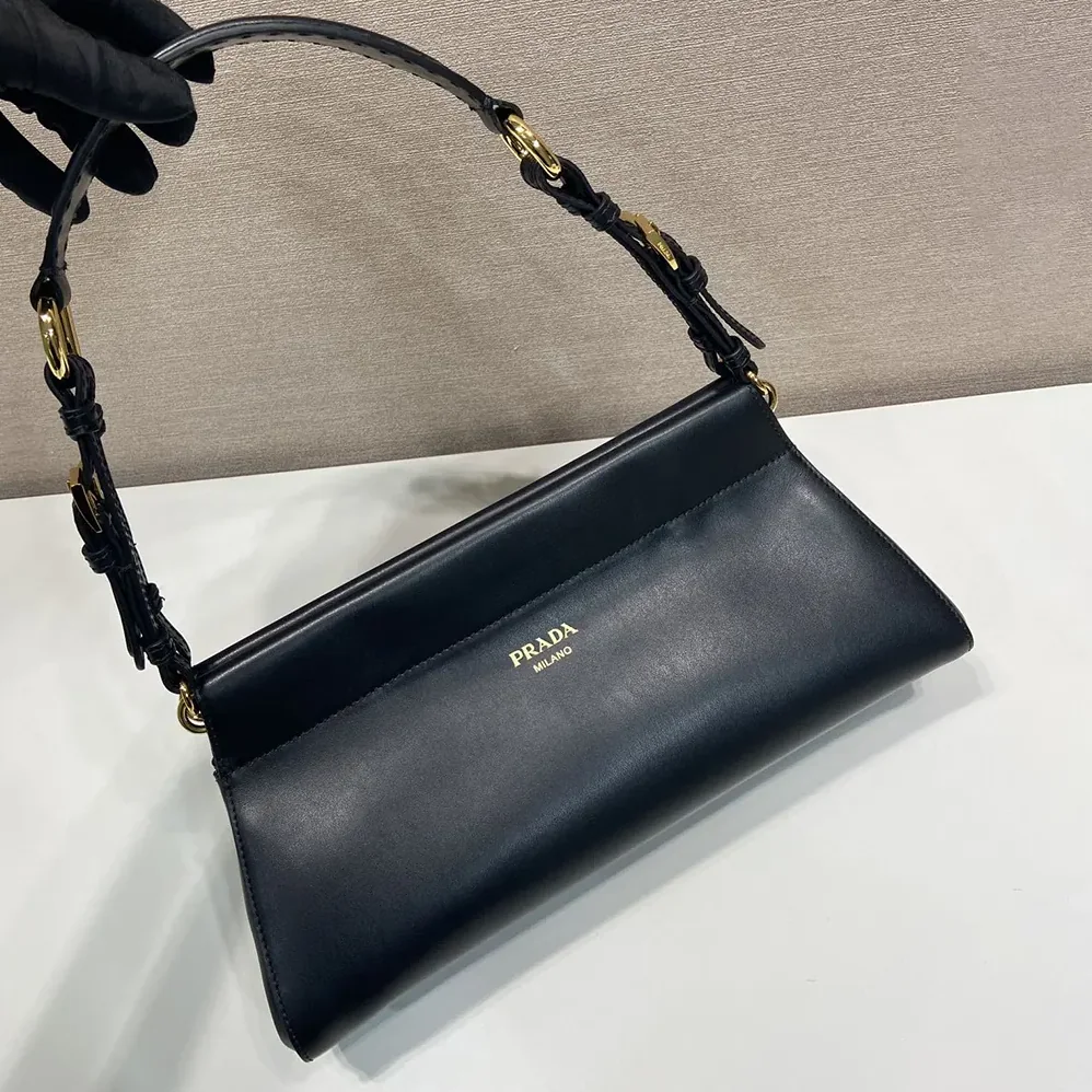 Prada Enchaîné Medium Leather Bag for Women in Black