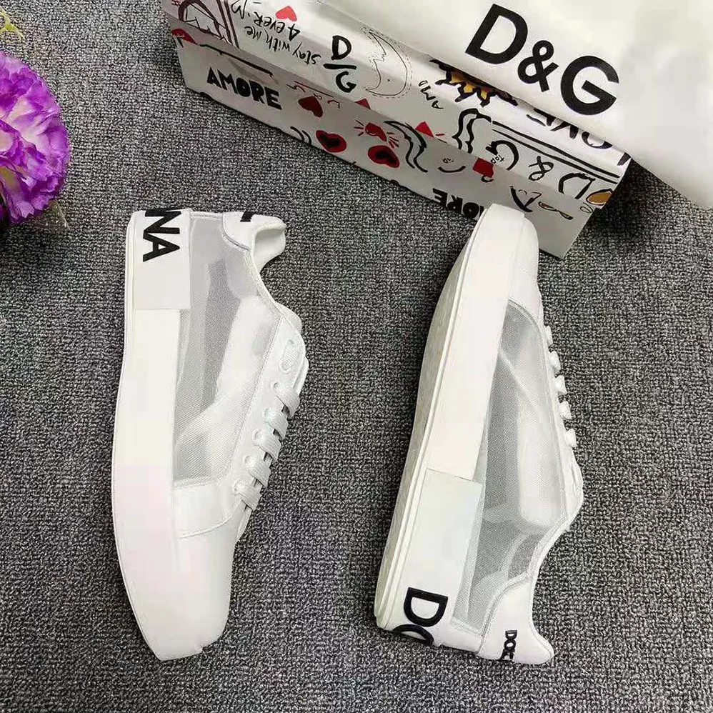 Dolce Gabbana D&G Portofino Sneakers in Nappa Leather and Mesh for Women