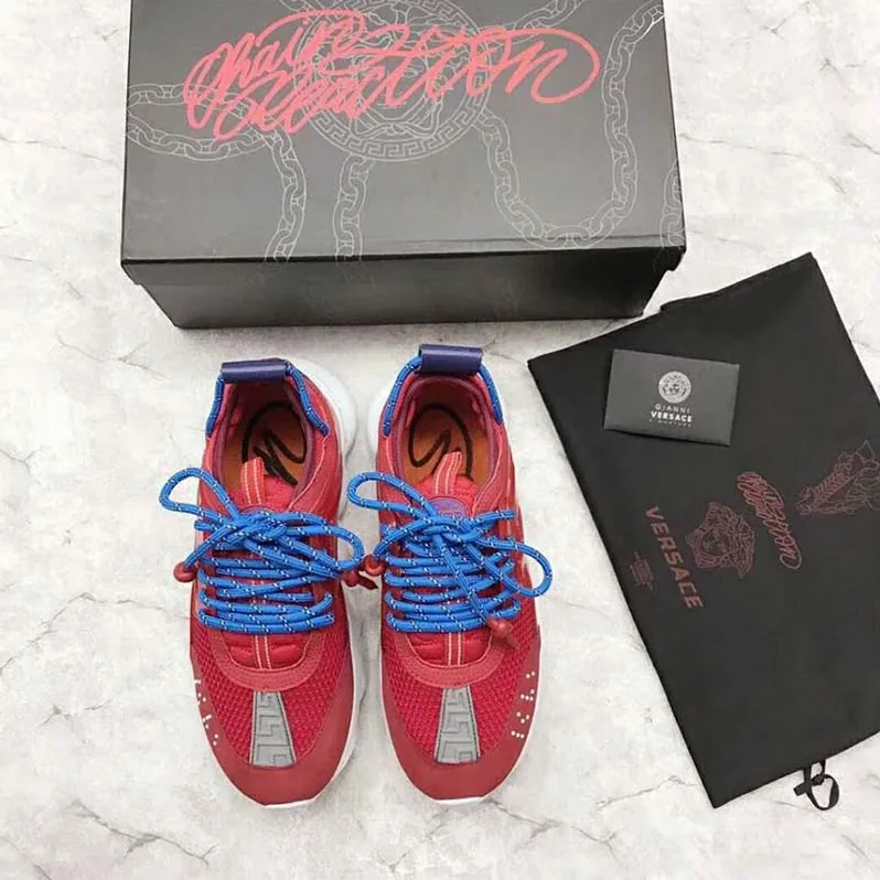 Versace Shoes Chain Reaction Sneakers for Men in Red Versace Shoes Chain Reaction Sneakers for Men in Red