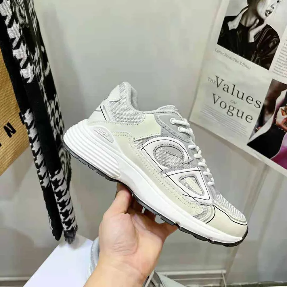 Dior B30 Sneaker Gray Mesh and White Technical Fabric for Men