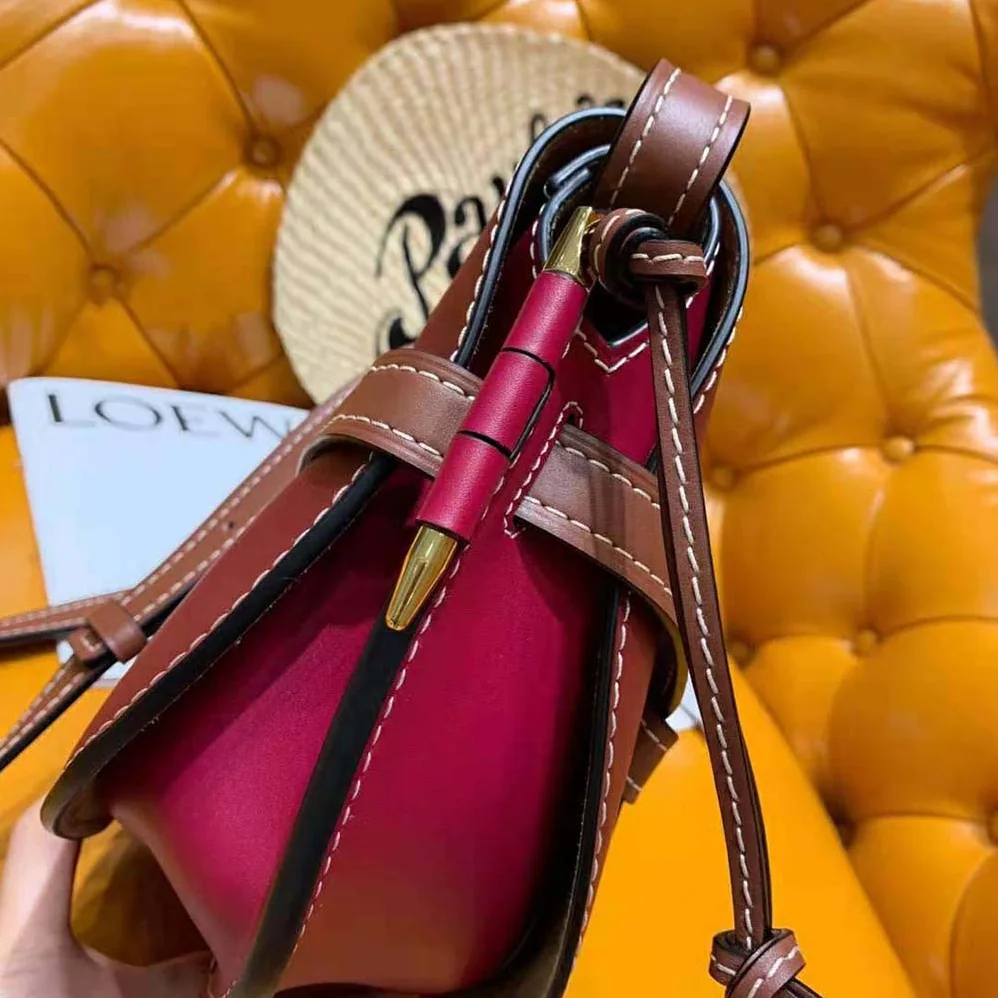Loewe Small Gate Bag in Soft Calfskin for Women in Maroon Loewe Small Gate Bag in Soft Calfskin for Women in Maroon