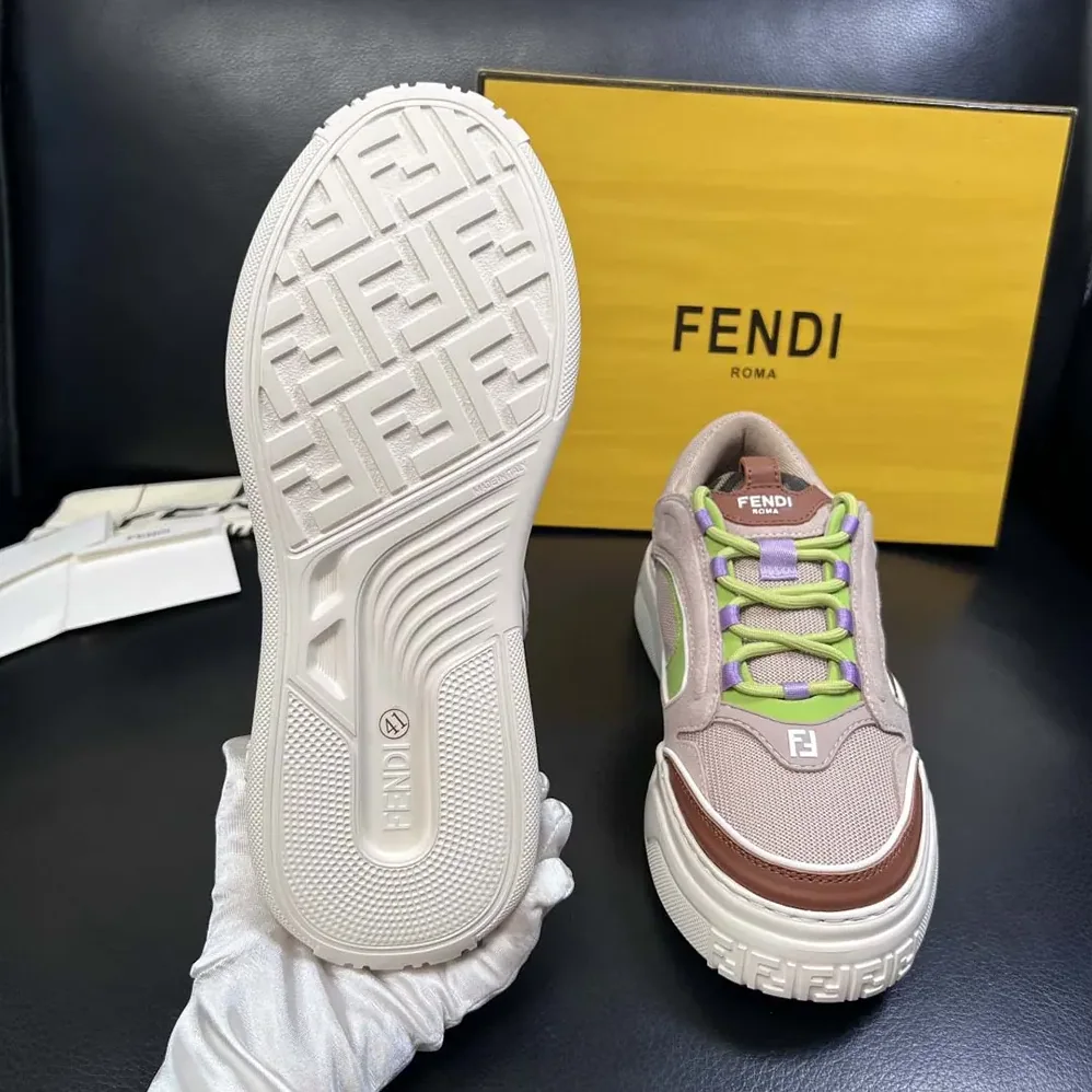 Fendi Force Sneakers Beige Mesh and Brown Leather Low for Unisex in tops Fendi Force Sneakers Beige Mesh and Brown Leather Low for Unisex in tops