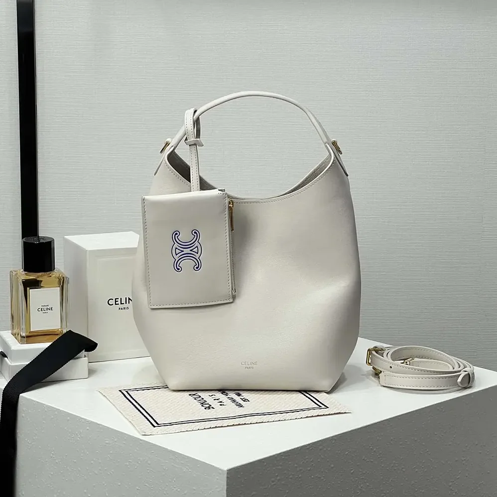 Celine Small Hobo in Supple Smooth Calfskin for Women in White Celine Small Hobo in Supple Smooth Calfskin for Women in White